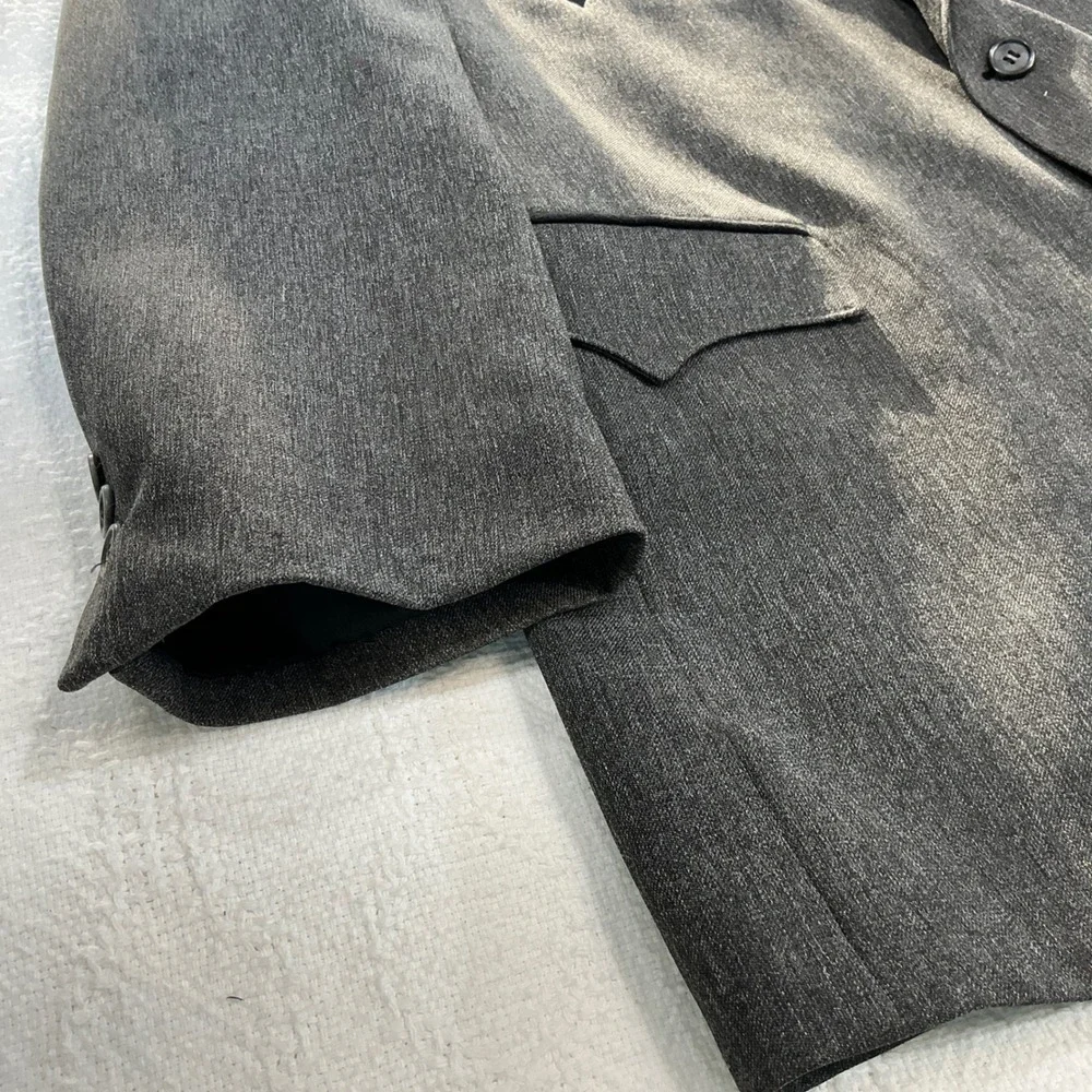 Mens Grey Black Western Circle S Sport Coat Blazer Two Tone Cowboy Yoke Jacket